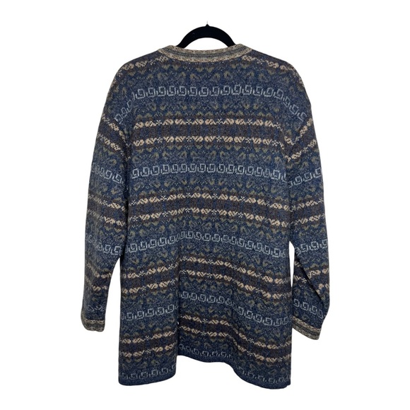 Vintage Fair Isle Sweater Silver Hardware Clasps 100% Wool 1X - Picture 2 of 5